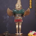 Brass Standing Garuda with Meenakari | 22" x 13" x 7" (55.9 x 33 x 17.8 cm) | 12.5 kg Sacred Art | Divine Vehicle Murti